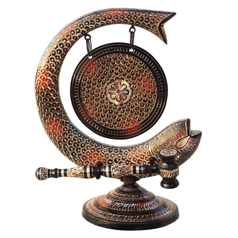 Brass Fish Shape Dinner Bell - Premium Home Decor & Puja Bell, Height : 13 Inch (ANMAS172 C) view 3