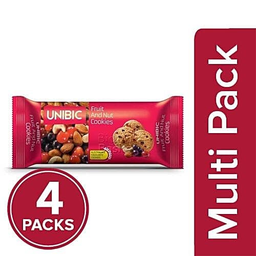 UNIBIC Cookies - Fruit & Nut, 4x75 g Multipack