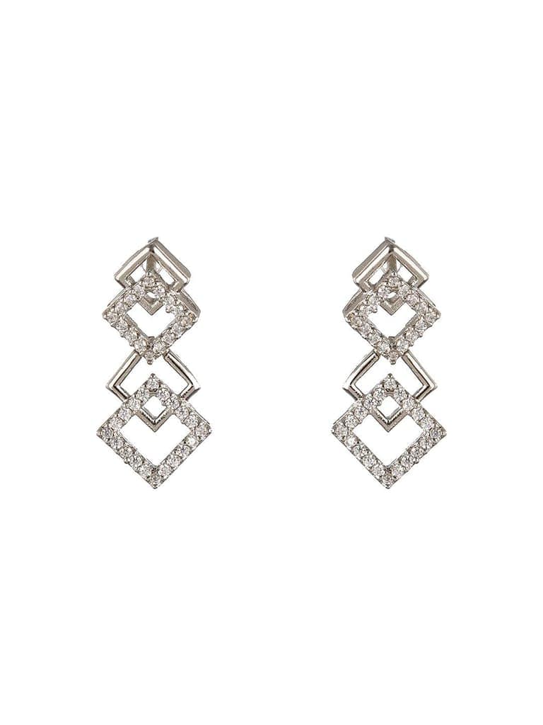 Silver Plated AD Studded Minimal Geometric Necklace Jewellery Set view 7