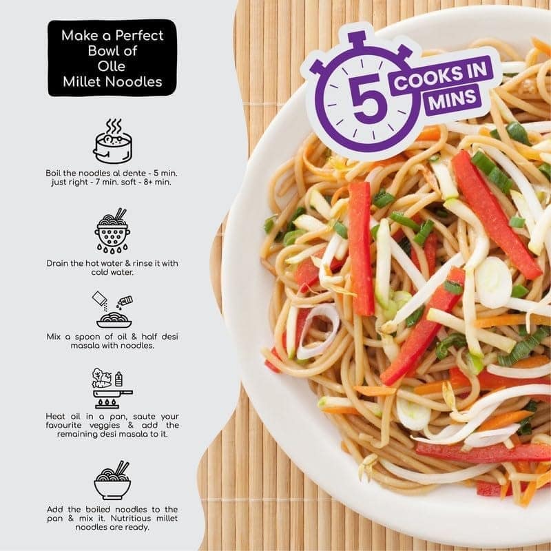 Ollefud Hakka Noodles Combo | (Foxtail Millet 192g + Little Millet 192g) | Sun Dried | Zero Maida | Not Fried | Pack of 2 | 384g view 8