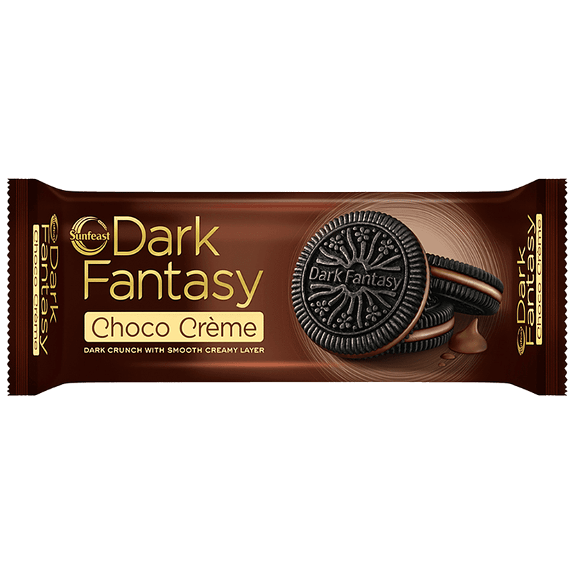 Sunfeast Dark Fantasy - Choco Creme, Dark Crunchy Biscuit With Smooth Creamy Layer, 100 G Pouch view 2