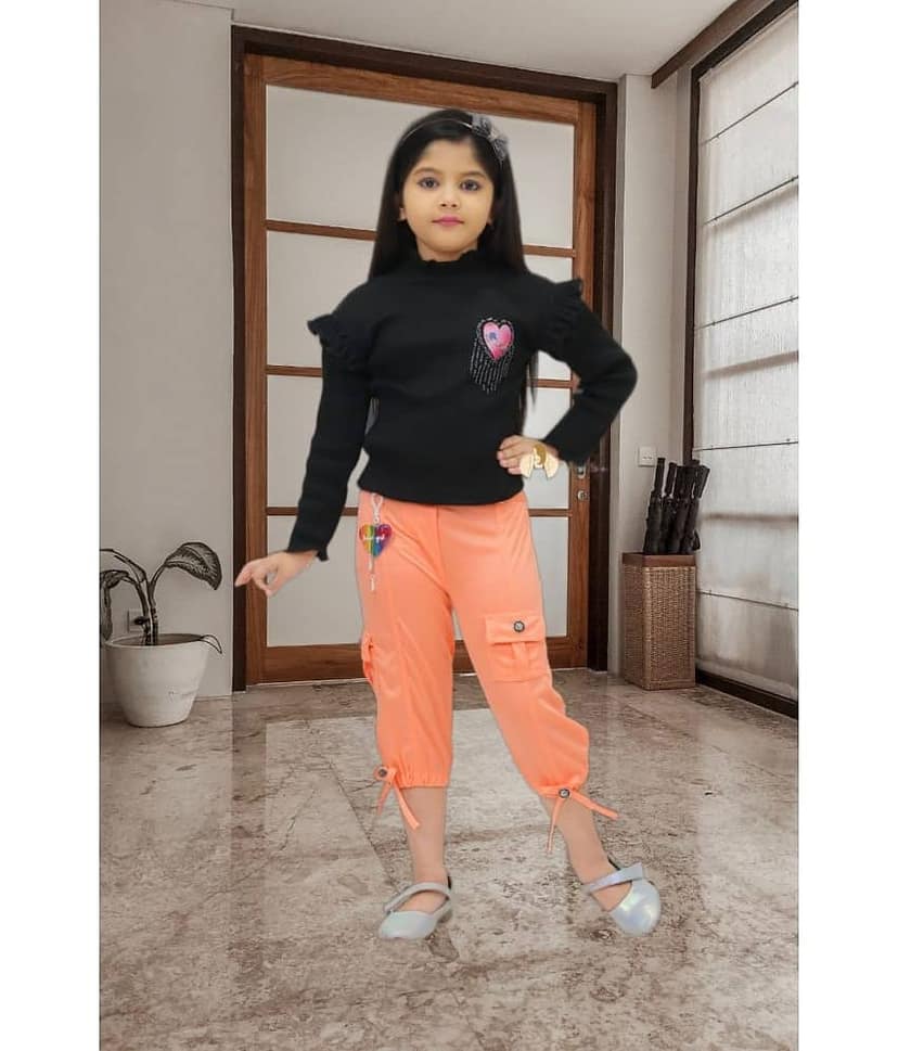 NEWSIFA Pack of 1 Girls Cotton Blend Top With Capris ( Green )