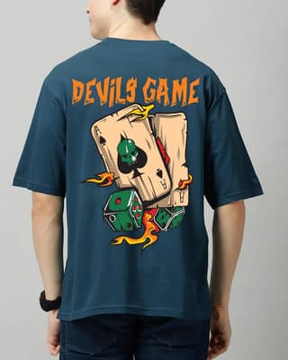 SCOTT FINCHER Men's Premium Cotton T-Shirt with Unique Devil's Game Design : AA(ARN)TBLUE_139