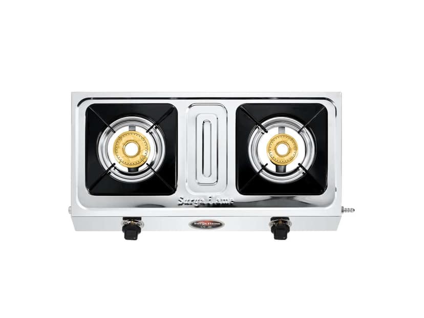 Surya Flame Amaze Gas Stove 2 Burners Steel, Brass Burner, 2 Burner Gas Stove, Stove 2 Burner with Stainless Steel Body with BIS Certified & Doorstep 2 Years Warranty view 2