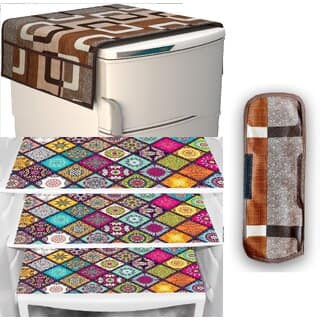 REVEXO Polyester Floral Pattern Fridge Covers