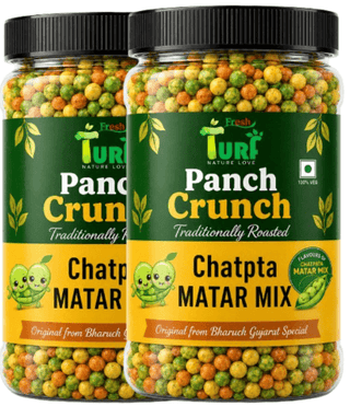 Turf Fresh Premium Panch Crunch MatarMix | Bharuch Special Roasted Five Floavours Chatpta PeasMix | High Panch Protein CrunchyMix Snack | Healthy & Tasty MixNamkeen | Power Packed Anytime Snack