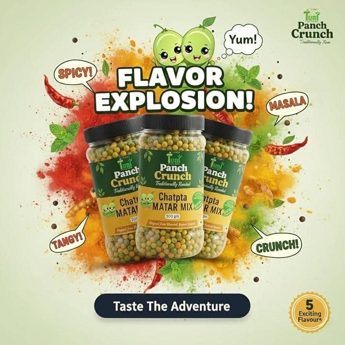 Turf Fresh Premium Panch Crunch MatarMix | Bharuch Special Roasted Five Floavours Chatpta PeasMix | High Panch Protein CrunchyMix Snack | Healthy & Tasty MixNamkeen | Power Packed Anytime Snack view 2