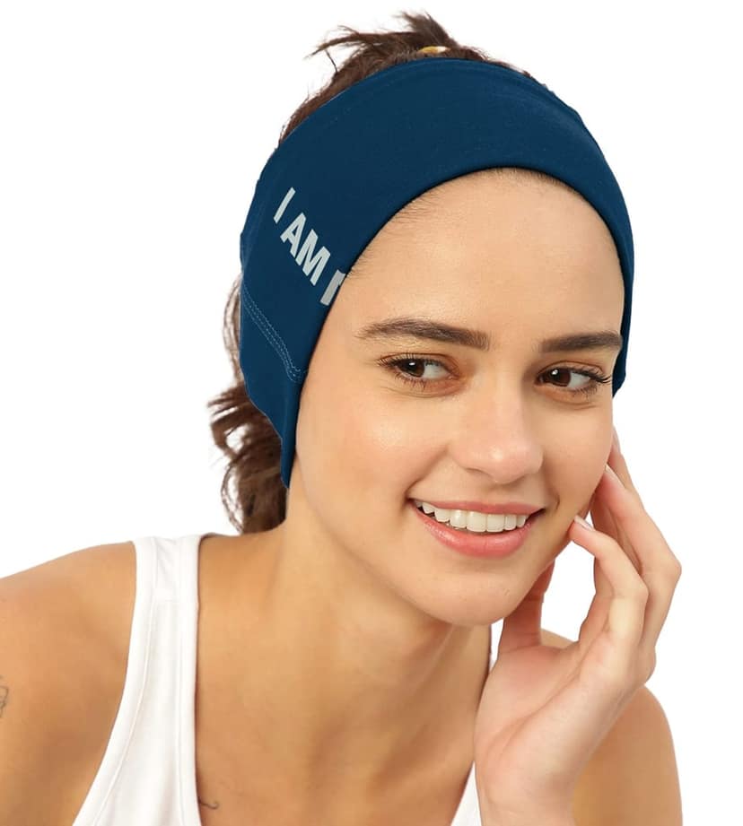 FREECULTR Unisex Bamboo Bandana, Anti Microbial Super Soft & Comfort Fit, Breathable Multipurpose Headband, Face Mask for Dust Protection and Sun - Size Printed Pack of 2-Sapphire Blue, Peach view 2