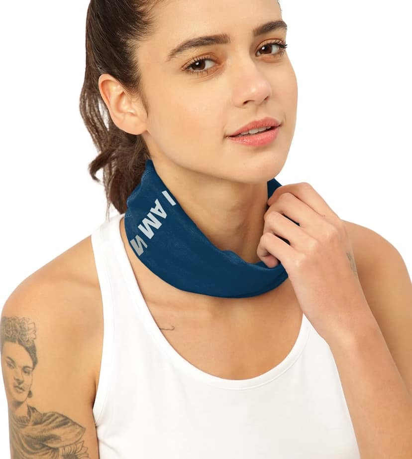 FREECULTR Unisex Bamboo Bandana, Anti Microbial Super Soft & Comfort Fit, Breathable Multipurpose Headband, Face Mask for Dust Protection and Sun - Size Printed Pack of 2-Sapphire Blue, Peach view 4