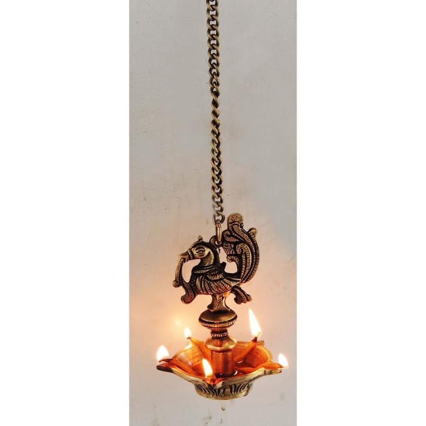 Brass Showpiece Murga Deepak With Chain Statue (BSMAS900 B) view 2