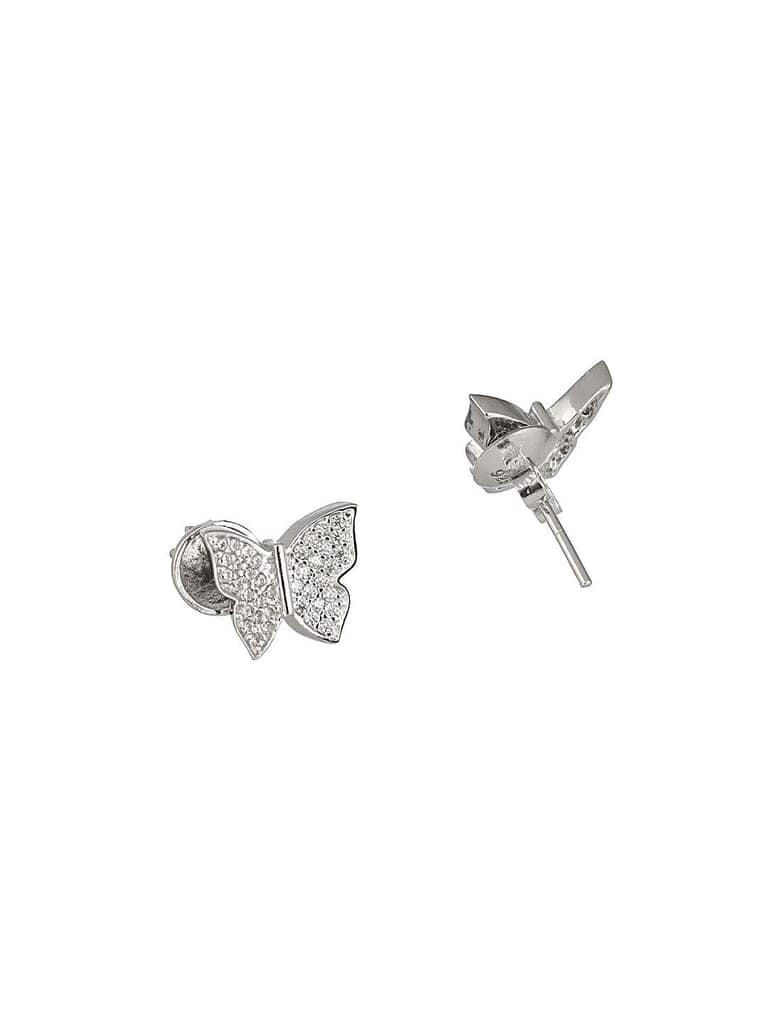925 Sterling Silver Cubic Zirconia Butterfly Studds Earrings view 10