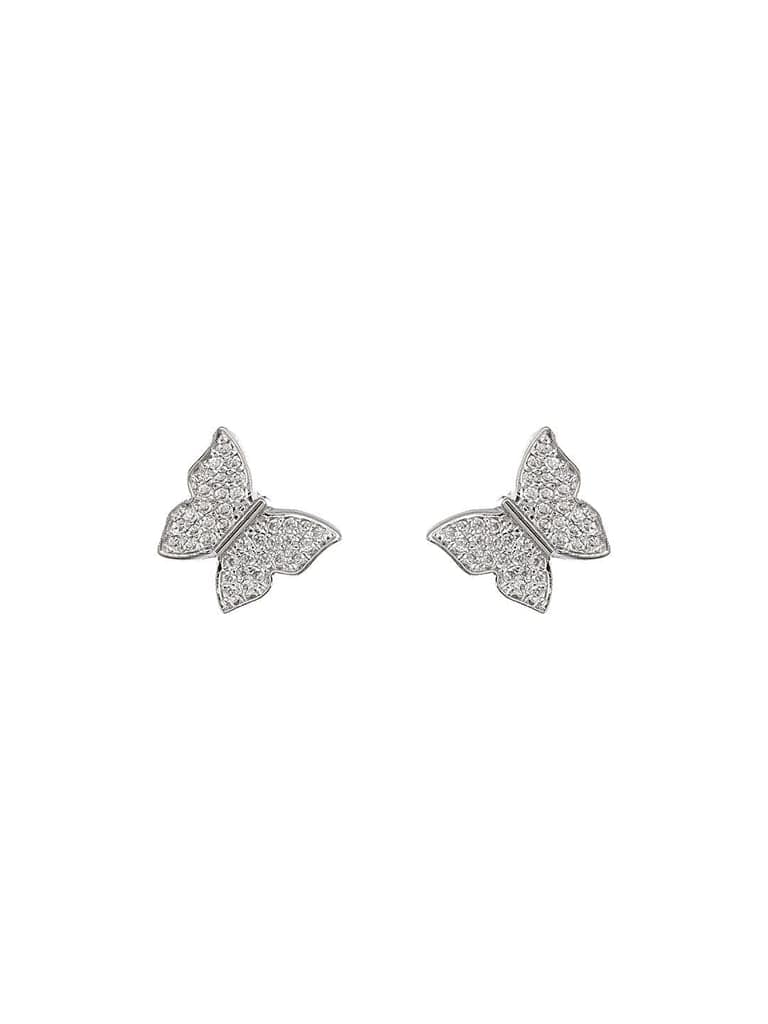 925 Sterling Silver Cubic Zirconia Butterfly Studds Earrings view 9