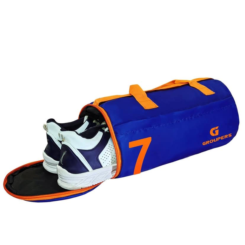 GROUPERS Combo Set of Duffle Polyester Bag with Shaker Bottle-700ml & Wrist Band (Blue 07) view 4