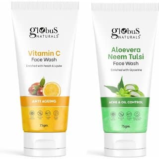 GLOBUS NATURALS Brightening Hydrate Skin Vitamin C Aloevera Face Wash 150gm, Set of 2