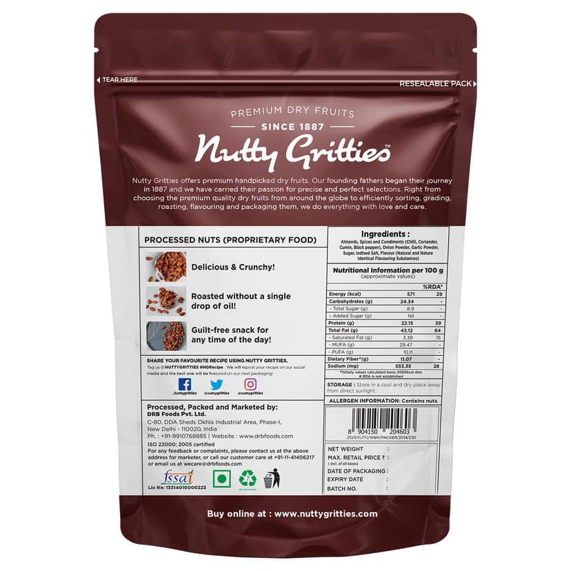 Nutty Gritties Party Snacks Barbeque Almonds (BBQ), 200 gm view 2