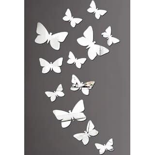 Grahak Trend 3D 12 Butterflies Silver Acrylic Sticker. view 2