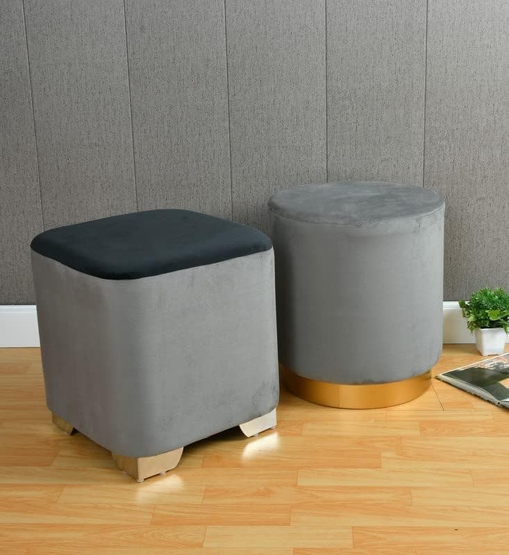 ShadowKart Ottoman Pouffes Sitting Stool for Living Room Furniture Wooden Footstools Puff Mudda Footrest Pouff for Office Home Decor, Combo