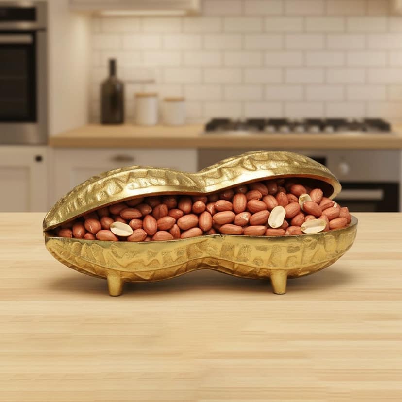 Aluminium Decorative Peanut Shape Dry Fruit Box No. 4 (ATMAS067 C)