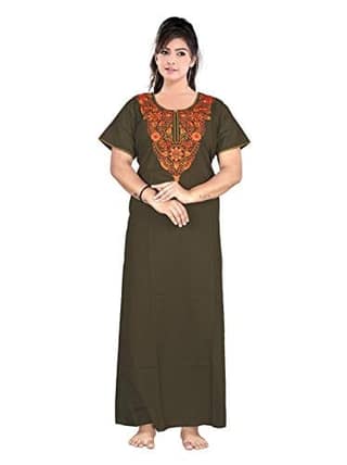 VALENCIA SLEEPWEAR Women's Printed Night Gown Maxi Soft Cotton Nightwear Nighty for Ladies Smart Look Fow Women