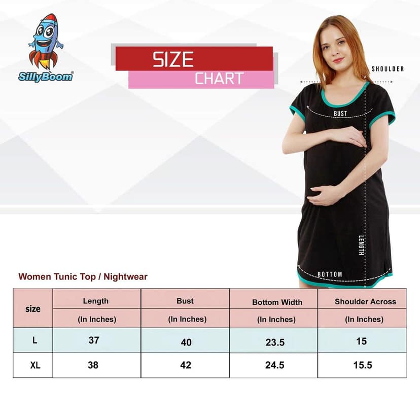 Sillyboom Maternity Parathe Wali Galli Se Tunic Tops for Pregnant Women T-Shirt (Black, XX-Large) view 7