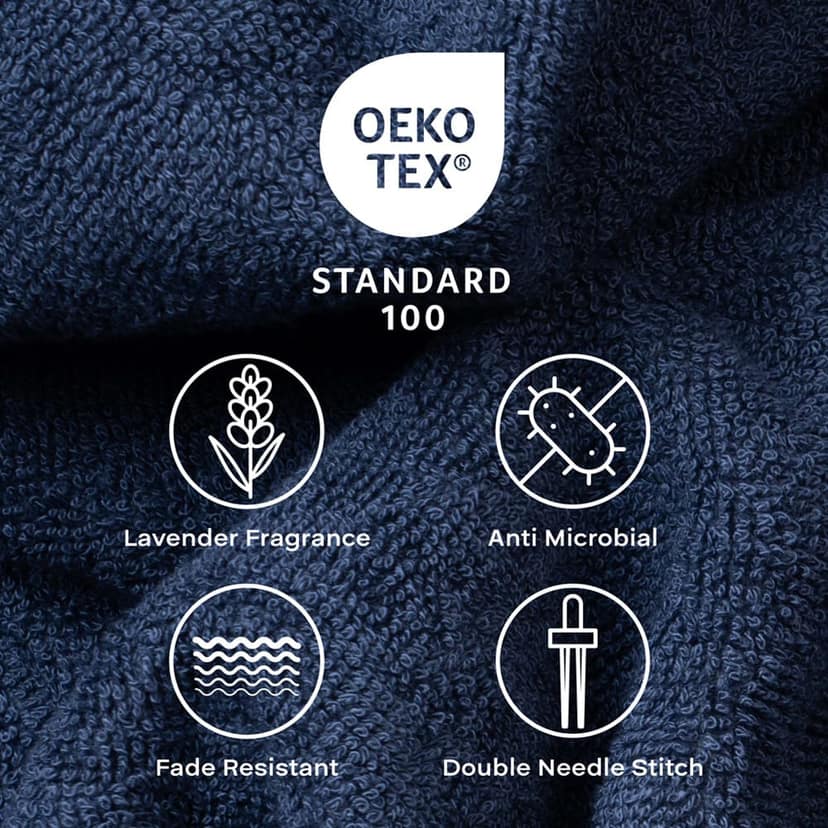 Feather & Spun Bamboo Cotton Face Towel(Pack of 4) | Lavender Fragrance | Oeko-TEX® Standard 100 | Anti Microbial | Fade Resistant | Double Needle Stitch | 600 GSM - 33 cms x 33 cms view 5