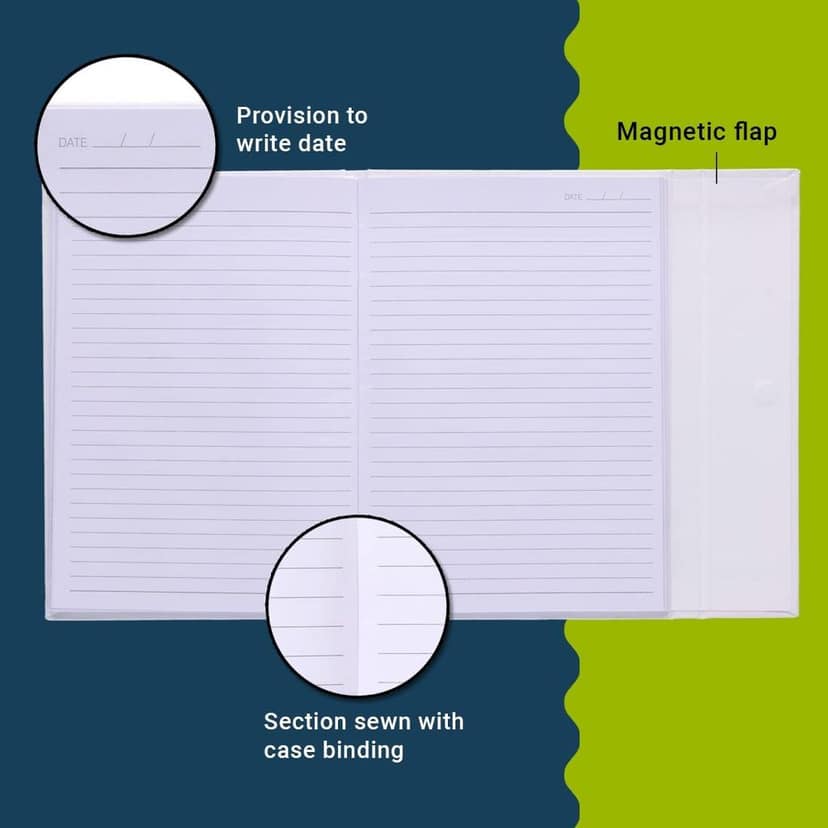 Navneet Youva | Case Bound Office Note Book Journal with Magnetic Cover, Easy to Carry | Note Down Your Important Information | A5 Size - 14.8 cm x 21 cm | Single Line | 192 Pages (Color and design may vary) view 4