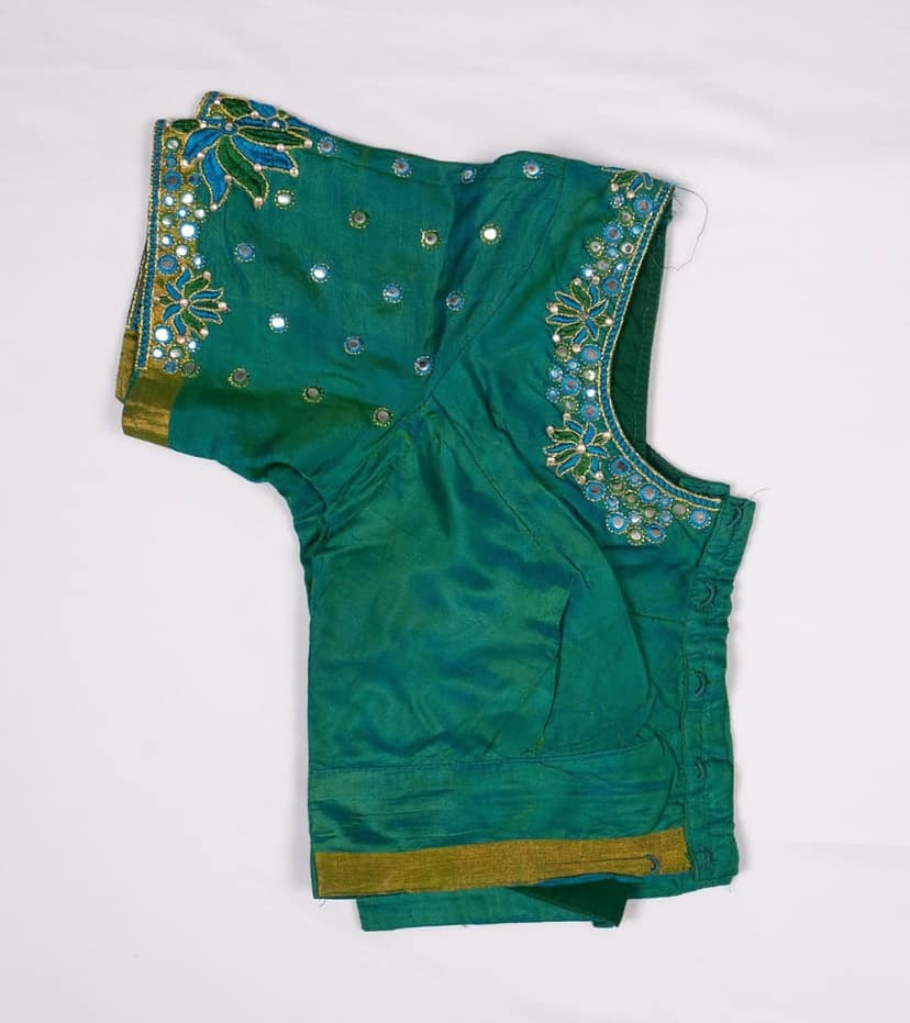 Green Mirror Work Blouse view 3