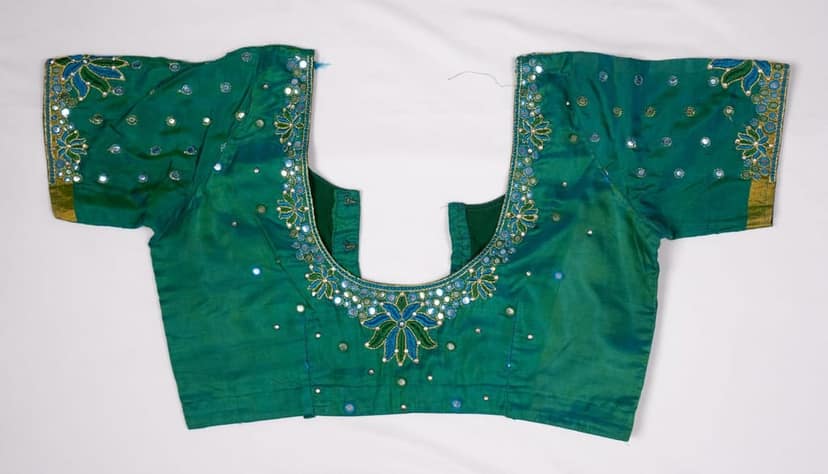 Green Mirror Work Blouse view 4