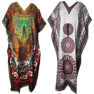 Ukal Combo Pack of 2 Women's Kaftan Dress Cover Up Nightwear Nighty Gown V-Neck Dress
