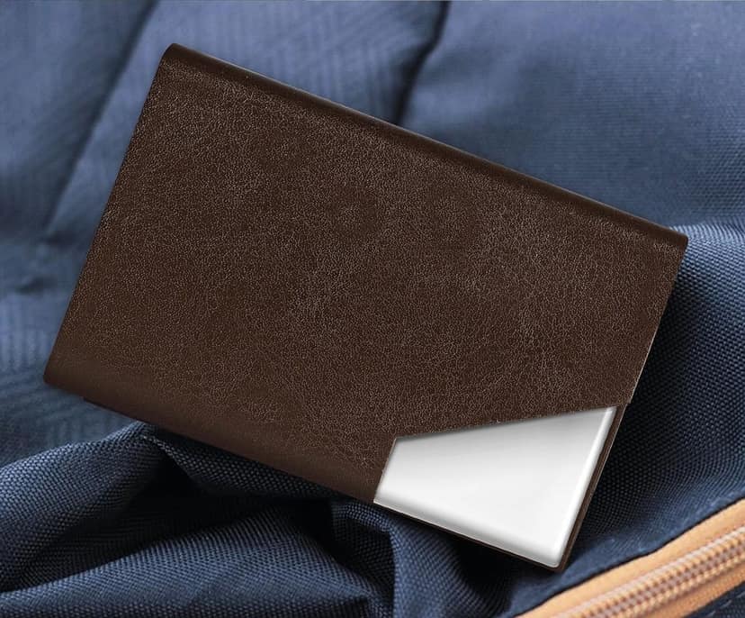 Small Pocket-Sized Metal ID, Credit-Debit Card Holder with Magnetic Shut Button for Men & Women-B view 2