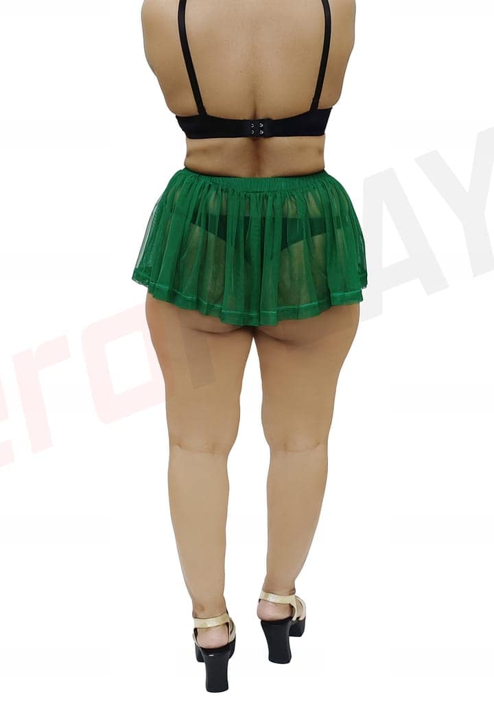 Girls and Women Casual, Beach, Swim, Honeymoon and Club Wear Transparent Green See Through Micro Skirt view 2