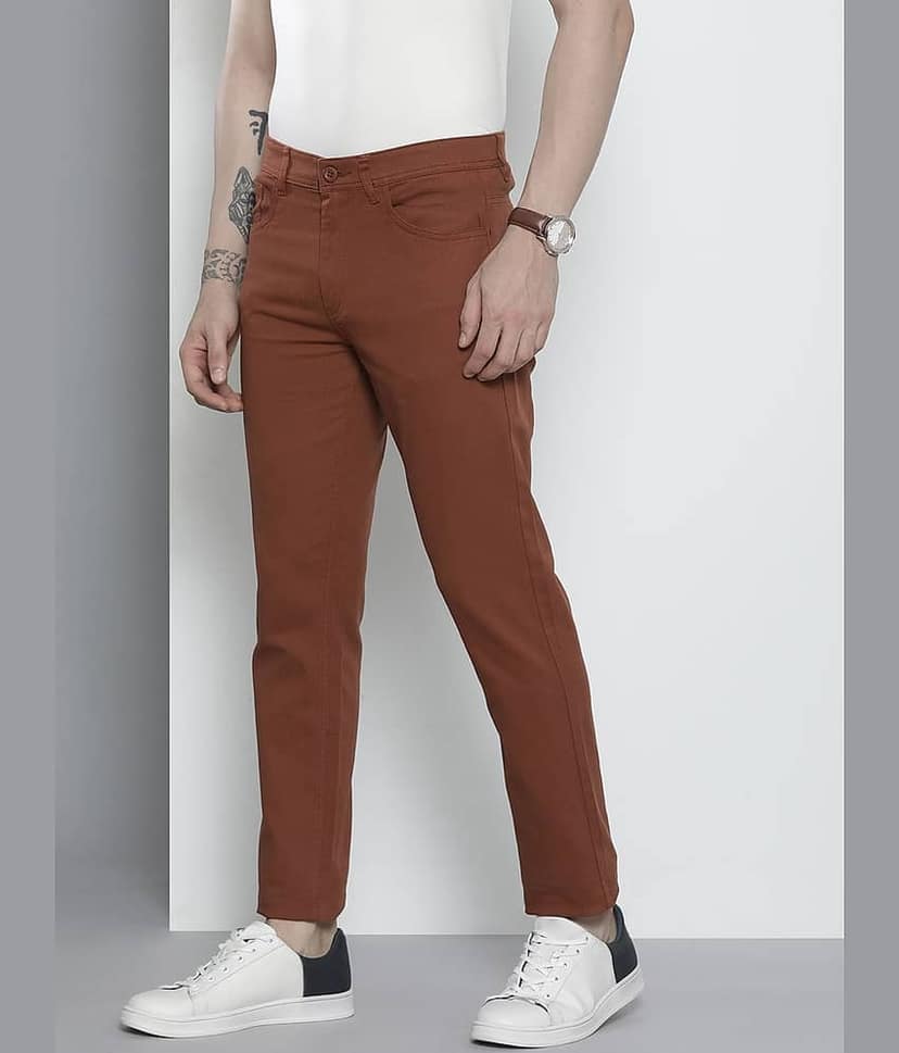The Indian Garage Co. Slim Flat Men's Chinos - Light Blue ( Pack of 1 ) view 2