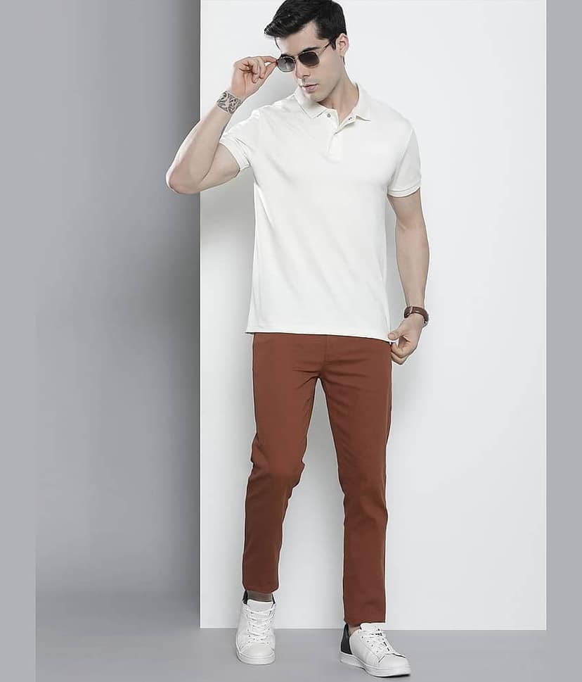 The Indian Garage Co. Slim Flat Men's Chinos - Light Blue ( Pack of 1 ) view 4