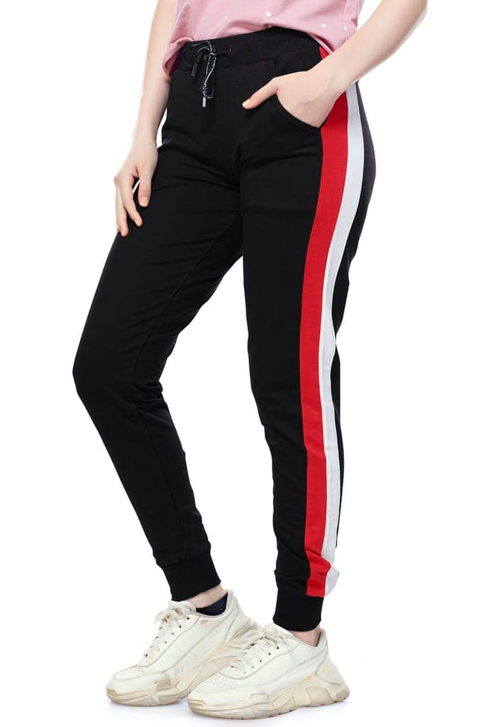 ZEYO Women's Joggers Side Striped Green Regular Fit Track Pant view 4