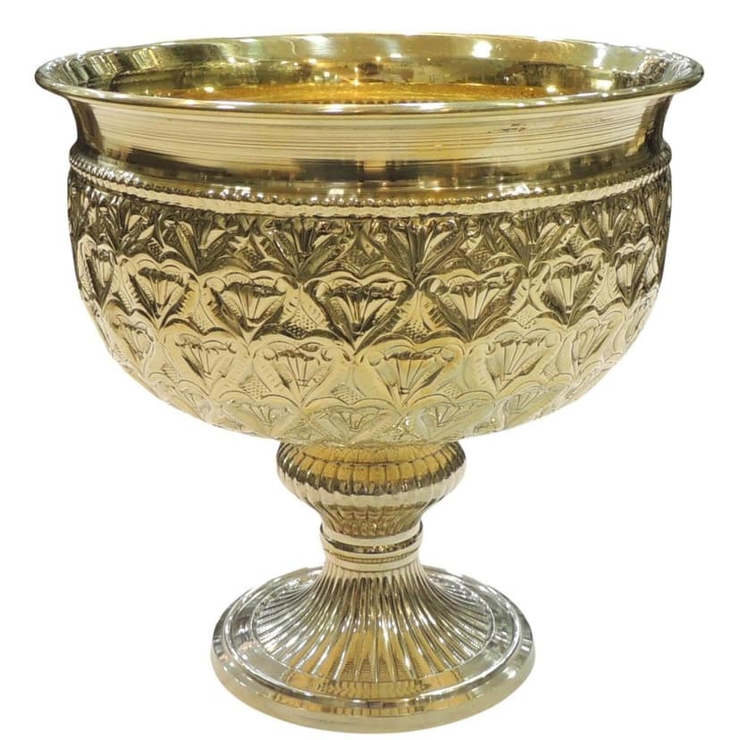 Brass Decorative Bowl With Stand | Handmade Indian Home Decor, Height : 8 Inch (ATMAS073 D) view 2