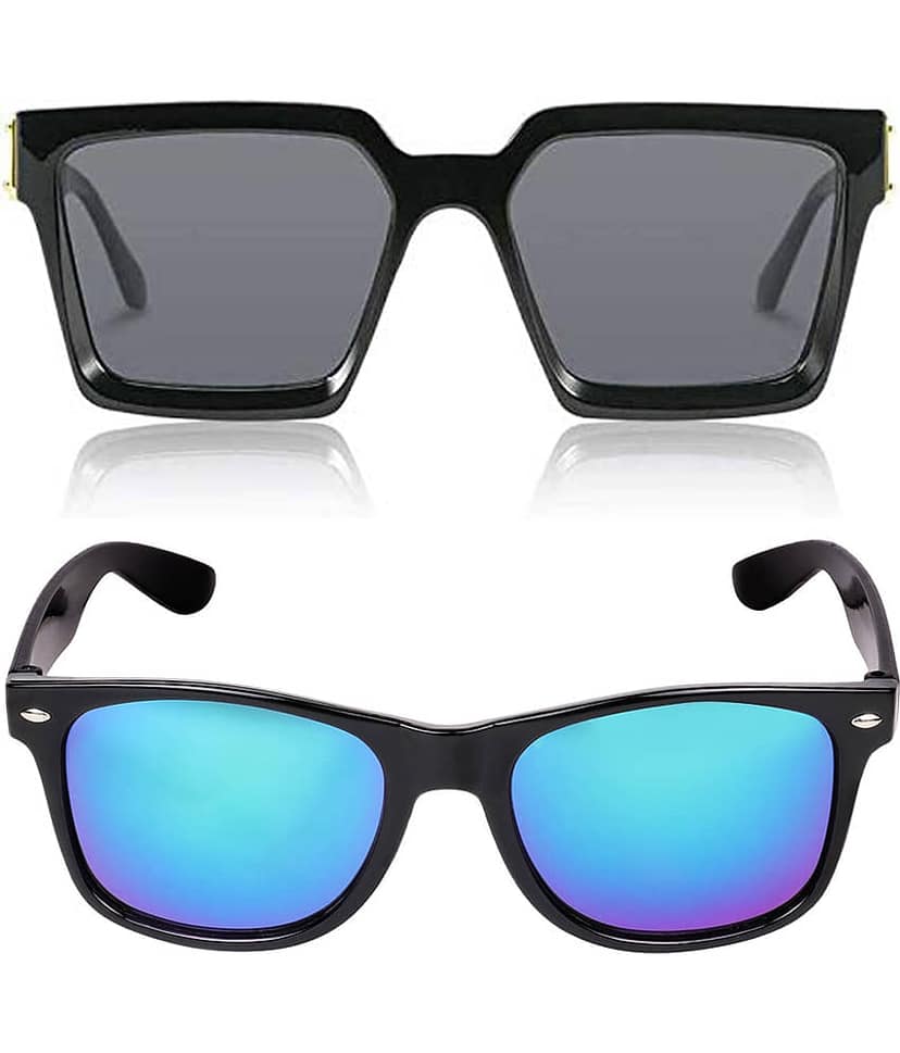 Kanny Devis - Black Rectangular Sunglasses ( Pack of 2 )