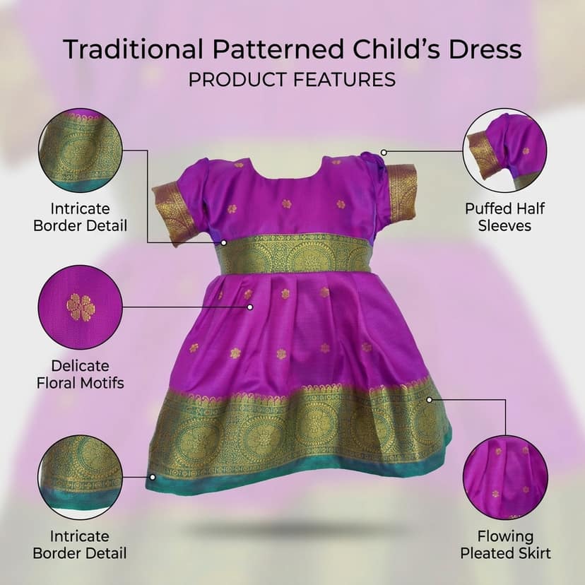 Satin Frock (in, Age, 12 Months, 18 Months, Regular, Purpal) view 4