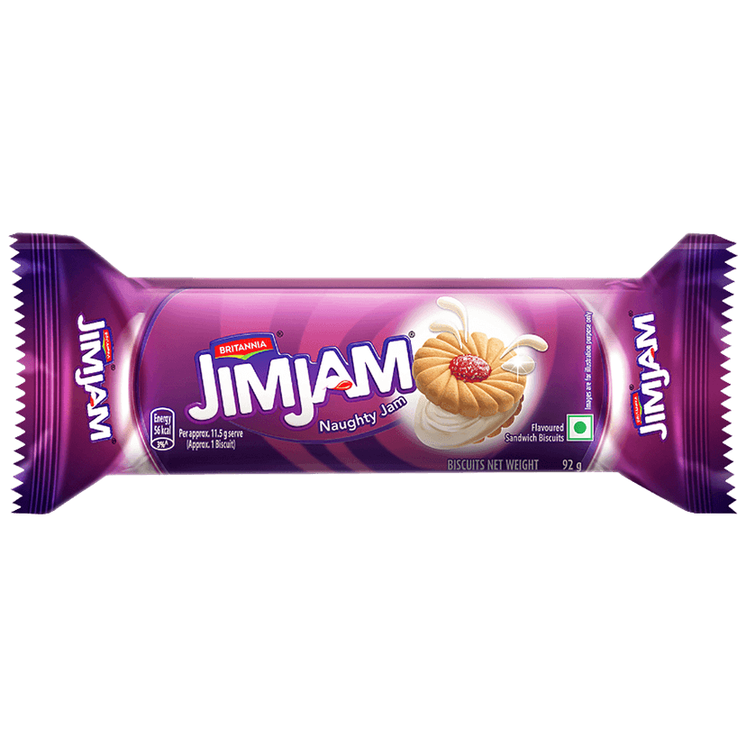 Britannia Jim Jam Cream Biscuit - Crunchy, Ready To Eat, 92 G view 2