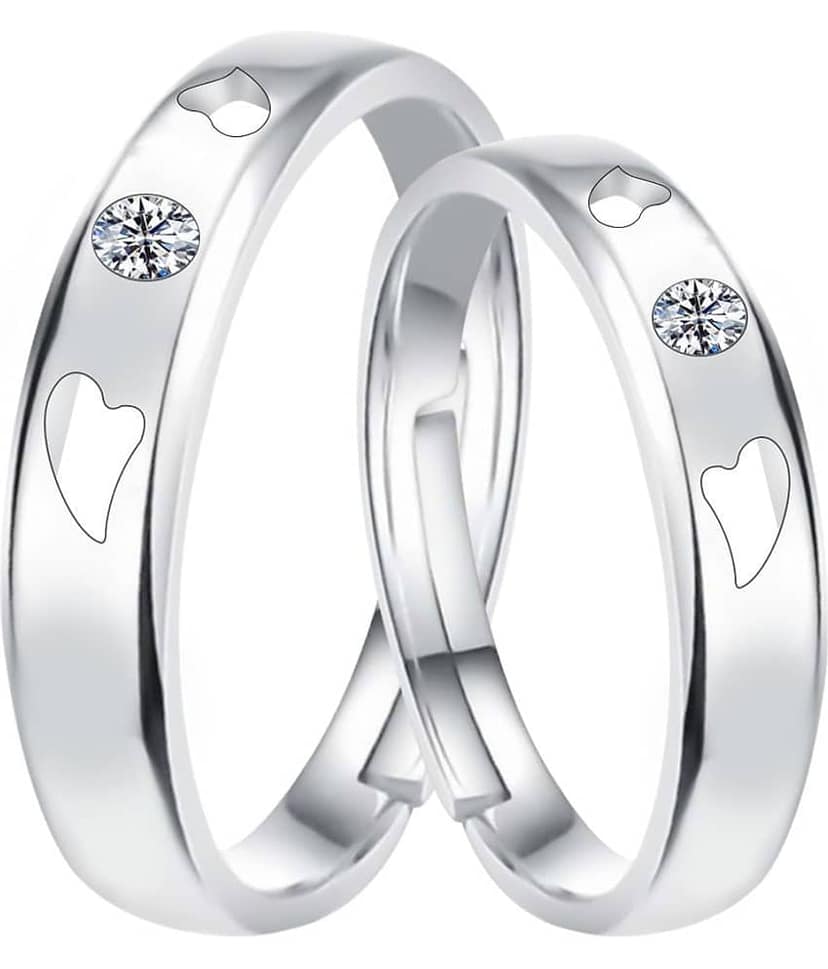 Designer Look Some One Speical Couple Ring Set For Valentines Gifts Adjustable Silver Plated Couple Ring For Women And Men