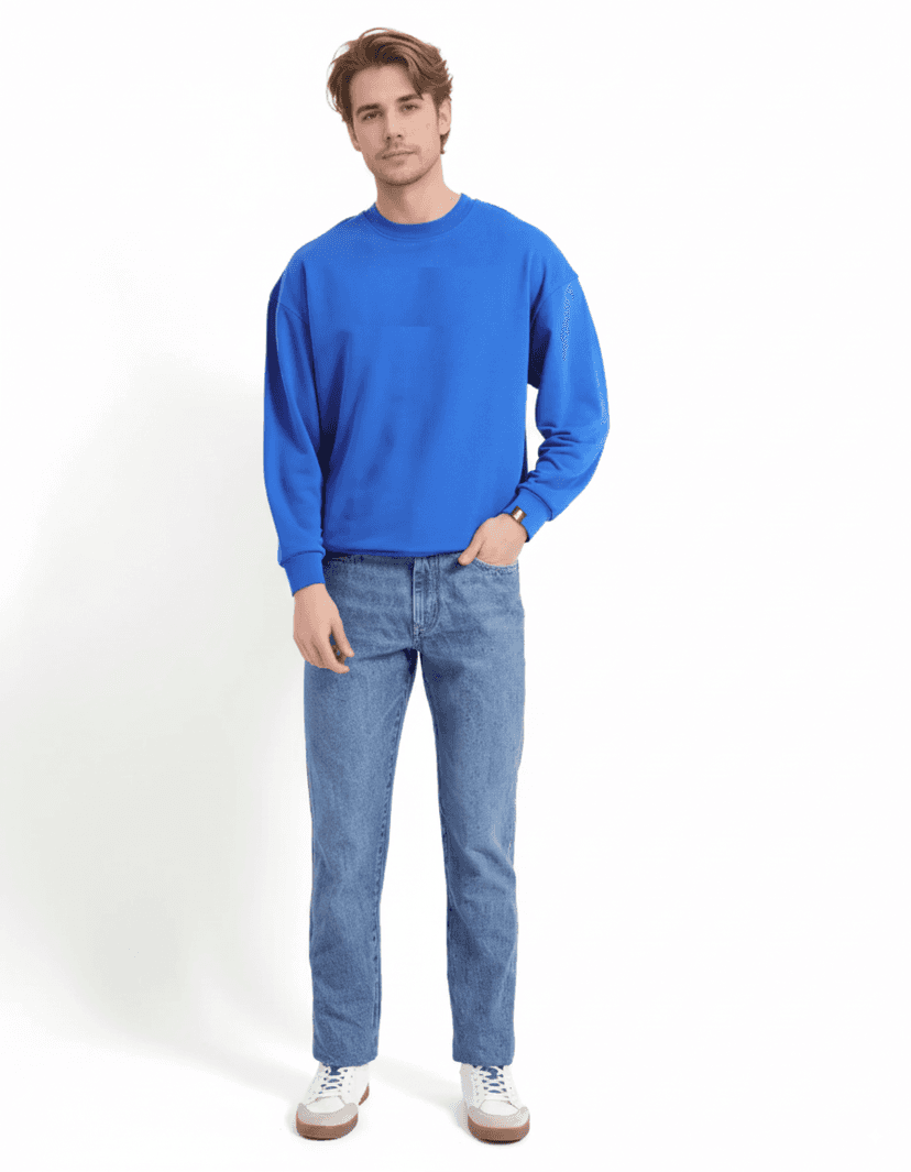Oversized Crew Neck Sweatshirt: Blue