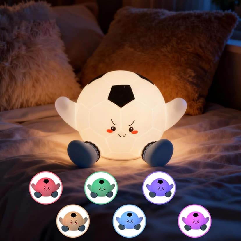 Football Face LED Night Lamp for Home Decor, Soft Touch Bedroom Light (1 Pc) view 2
