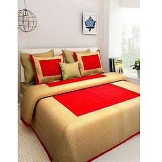 Cotton Double Jaipuri Prints Bedsheet (Pack of 1, Red)