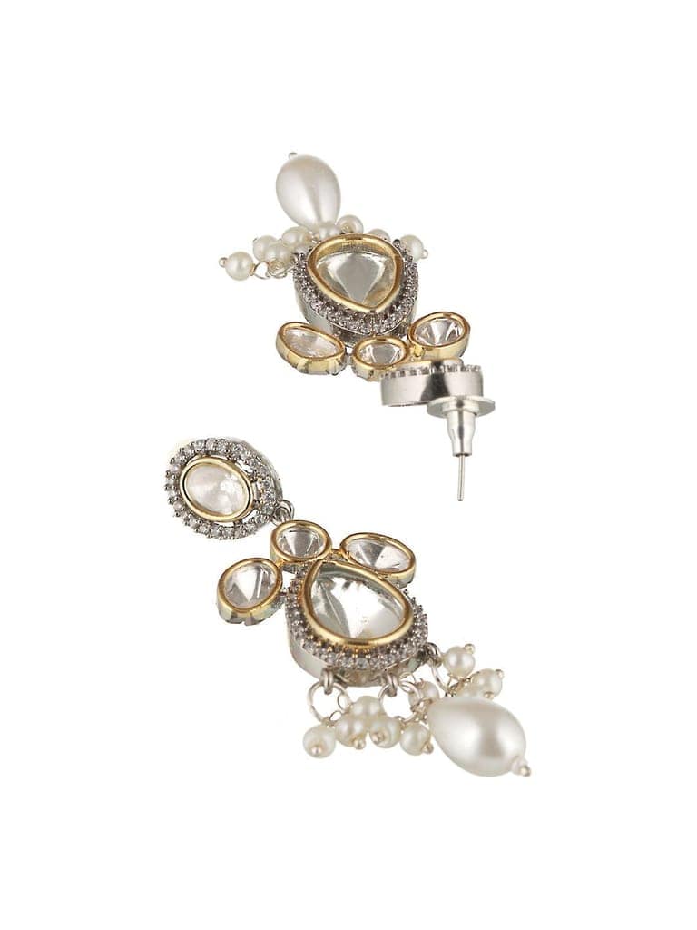 GoldPlated White Uncut Polki & Pearl Beaded Floral Choker Jewellery Set view 5