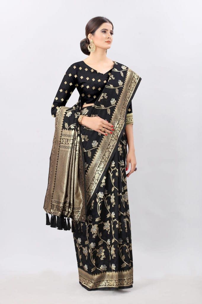 Black Designer Heavy Weaving Kanjeevaram Silk Saree view 2