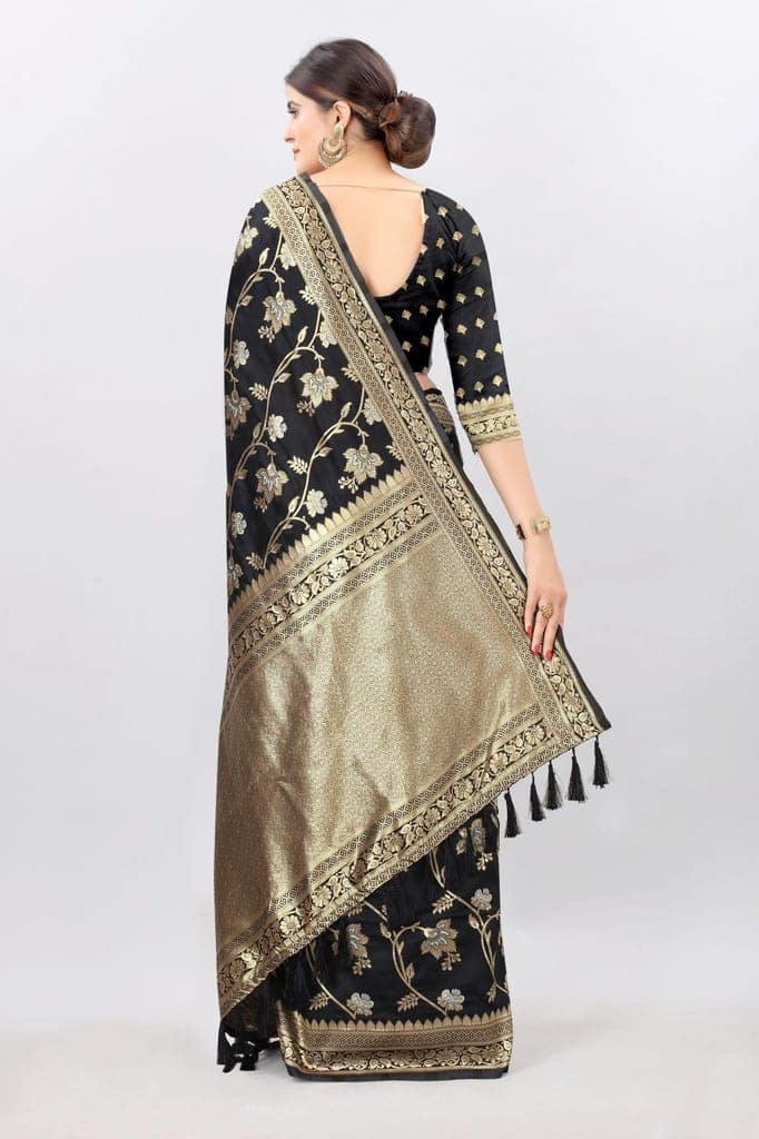 Black Designer Heavy Weaving Kanjeevaram Silk Saree view 3