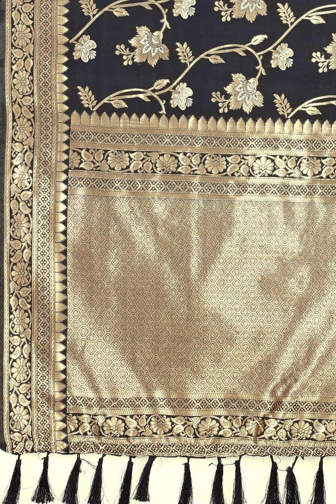 Black Designer Heavy Weaving Kanjeevaram Silk Saree view 6