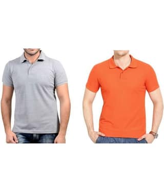 FASHION365 Pack of 2 Cotton Slim Fit Solid Half Sleeves Men's Polo T Shirt ( Multicolor )