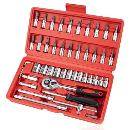 Tool Kit 46 in 1 Tool Kit for Home Use Tools Kit Spanner Set Socket Wrench Set bike Hand Socket Wrench Spanner All Size Goti Pana view 2