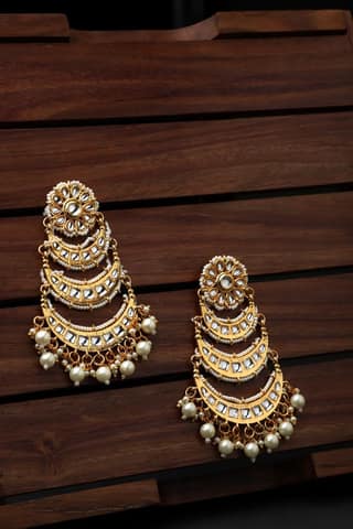 Cardinal Gold Plated Gold Color Stone Brass Earrings Set