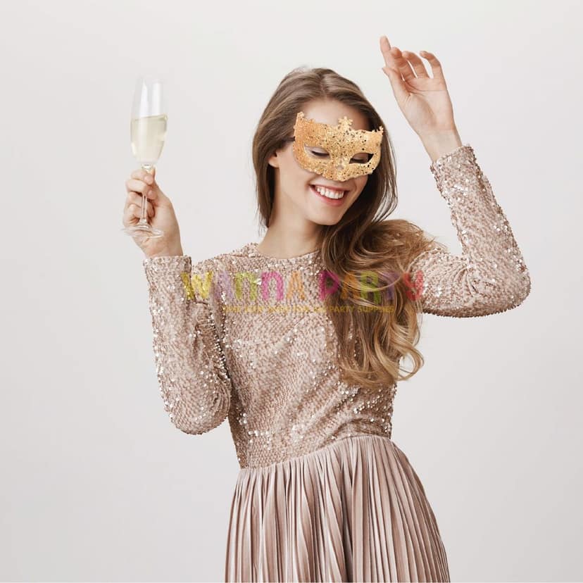 Glitter Fashion Eye Mask Rose Gold - 1PC view 3